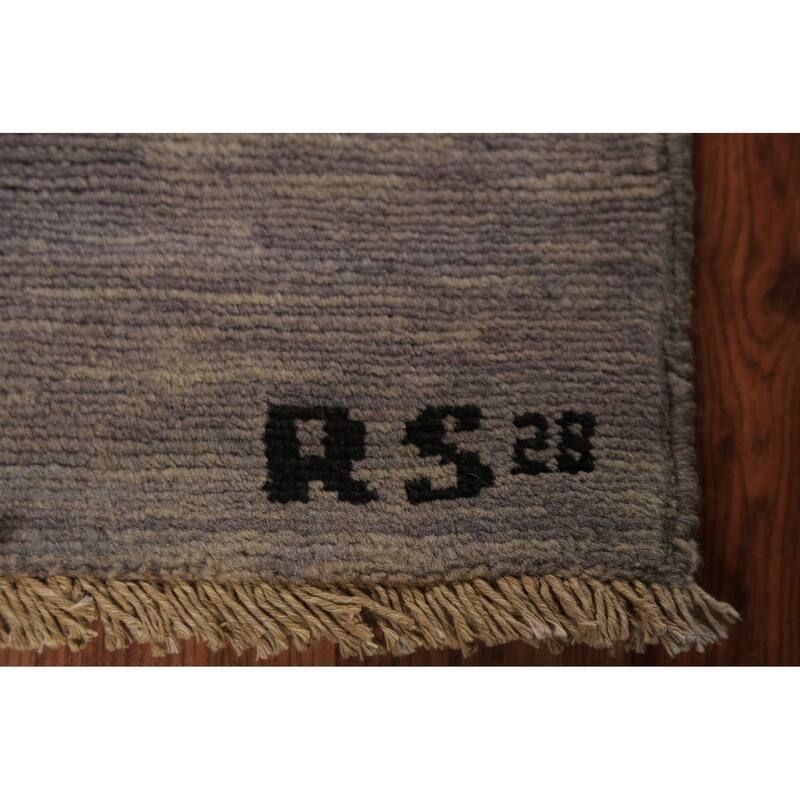 Modern Gray Gabbeh Oriental Area Rug Hand-Knotted Wool Carpet - 7'0" x 9'7"