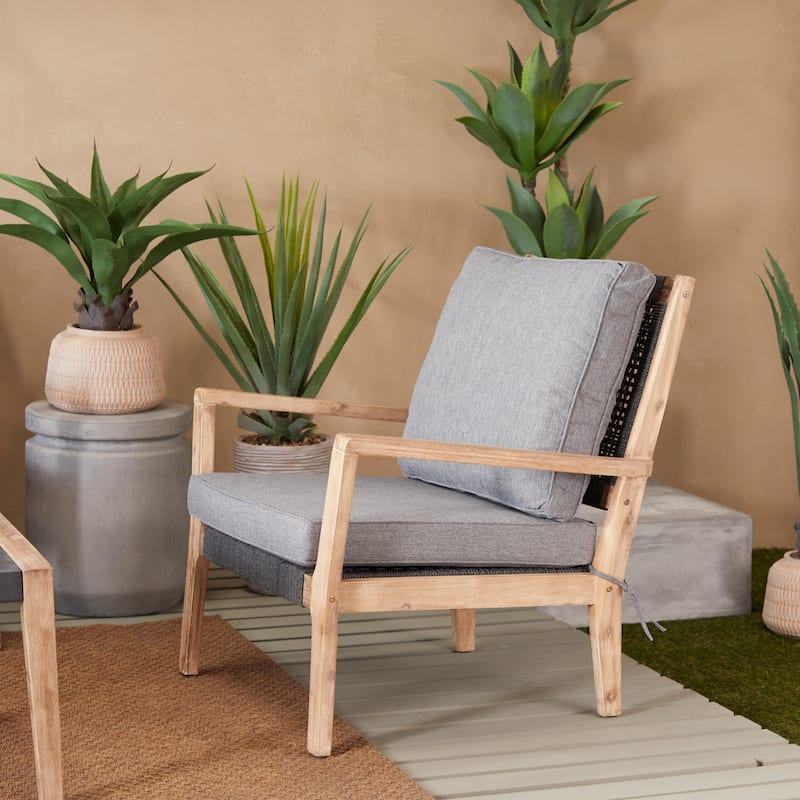 Wood Outdoor Sofa with Cushions - Dark Grey - Roche River Decor