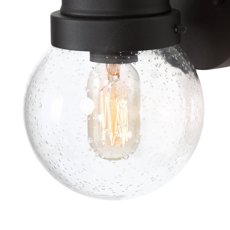 Bern 1-Light Black Outdoor Wall Sconce Glass Exterior Lantern Light - L 6"x W 7"x H 11"