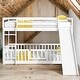preview thumbnail 11 of 26, Twin Over Twin Wood Floor Bed Bunk Bed with Convertible Ladder and Slide for Home