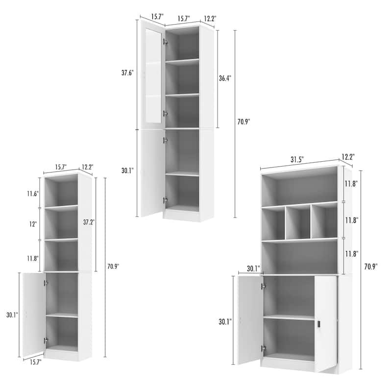 Timechee Combined Bookcase Kitchen Cabinet Display Cabinet Pantry