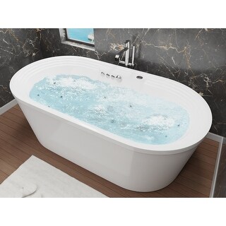 ANZZI Sofi 5.6 ft. Center Drain Whirlpool and Air Bath Tub in White