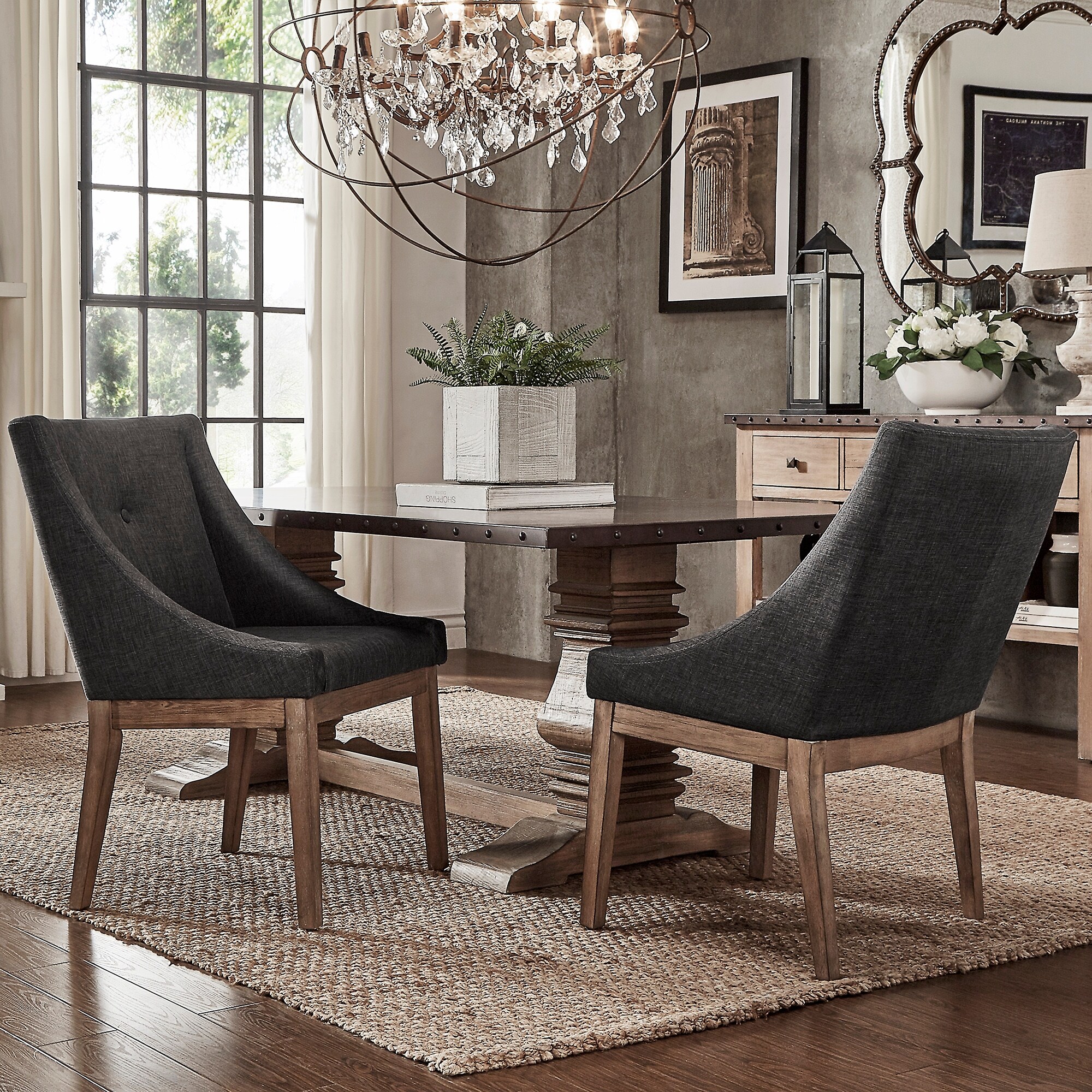 Upholstered slope arm dining sales chair