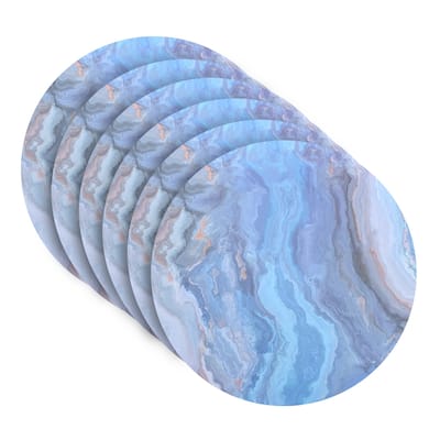 Dainty Home Marble Cork Placemat Set of 6 15" x 15" in Blue