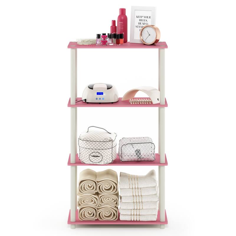 Furinno Turn-N-Tube 4-Tier Multipurpose Shelf Display Rack, Americano/Black