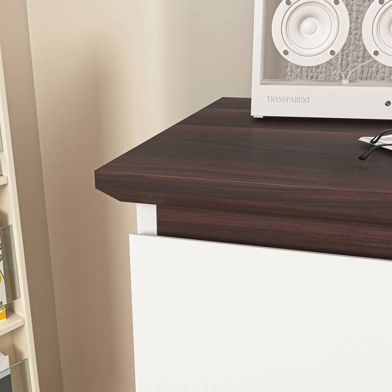 Modern Minimalist Dressing Table/Storage Cabinet with 5 Drawers and Solid Wood Countertop, for Bedrooms Living Rooms