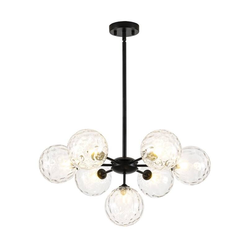 Contemporary Water Glass Bubble Round Tiered Chandelier 25.6 in