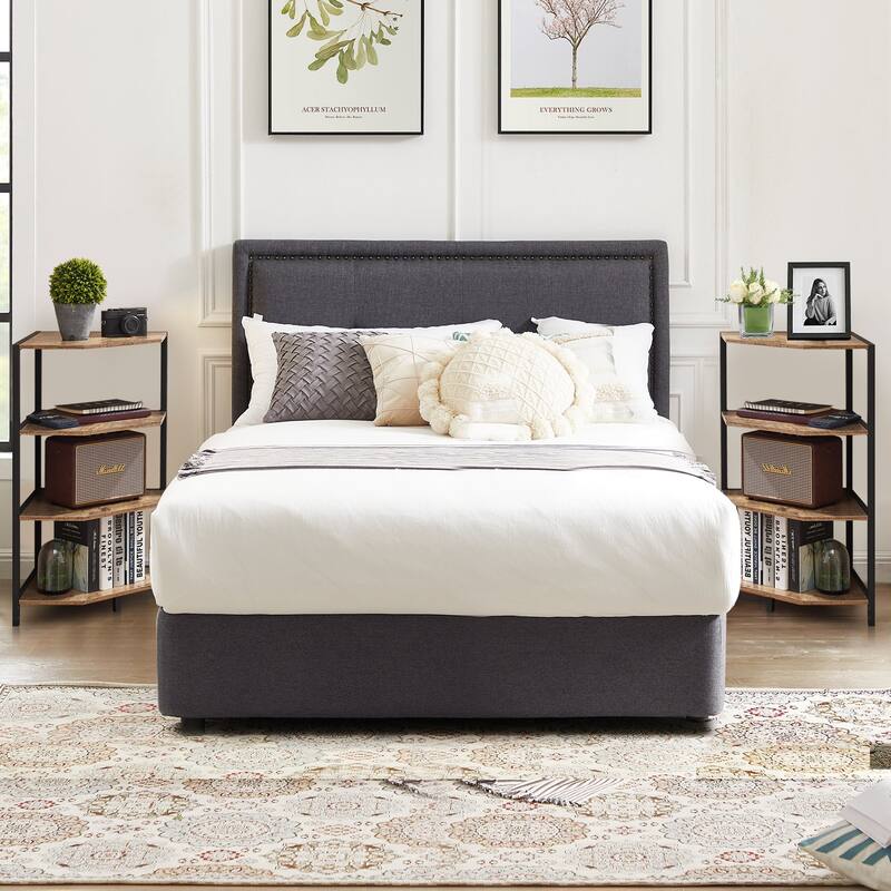 VECELO Modern Nightstands with 4-Tier Shelves Corner Side Table(Set of 2)