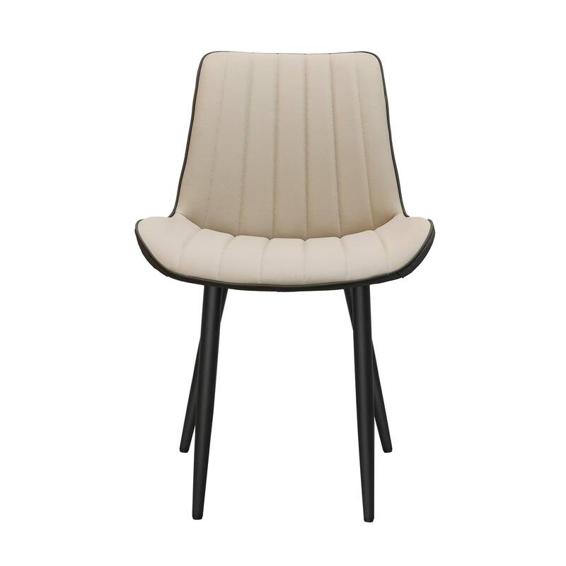 PU Leather Dining Chair with Metal Legs, Wave Pattern Upholstered Armless Chair Set of 6 for Kitchen