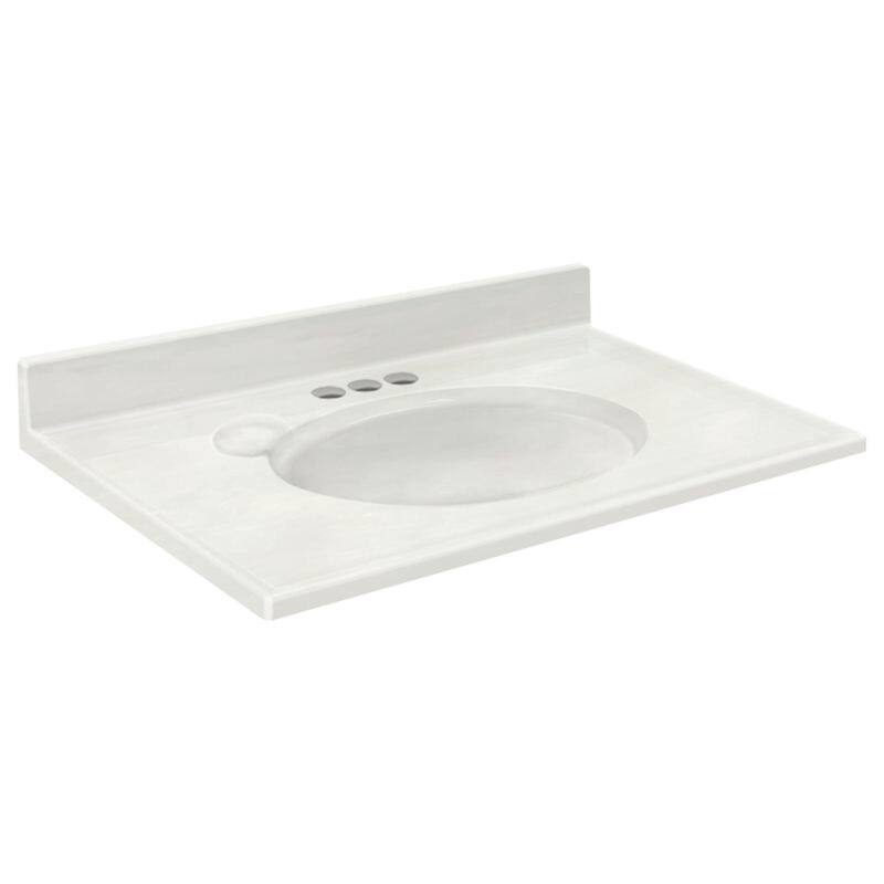 Transolid Cultured Marble 49-in x 19-in Vanity Top - 49-in x 19-in - 49-in x 19-in - White on White