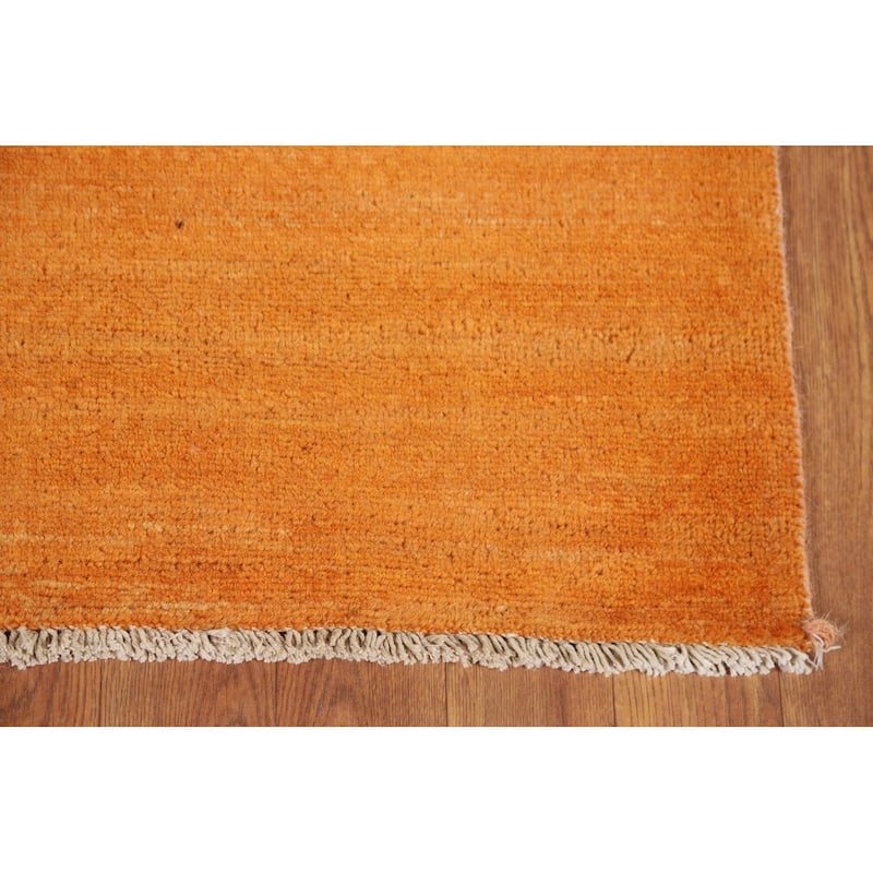 Modern Gabbeh Oriental Square Rug Hand-Knotted Wool Carpet - 2'10"x 3'5"