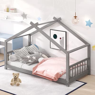 Twin Size House Bed Wood Bed suitable for bedroom
