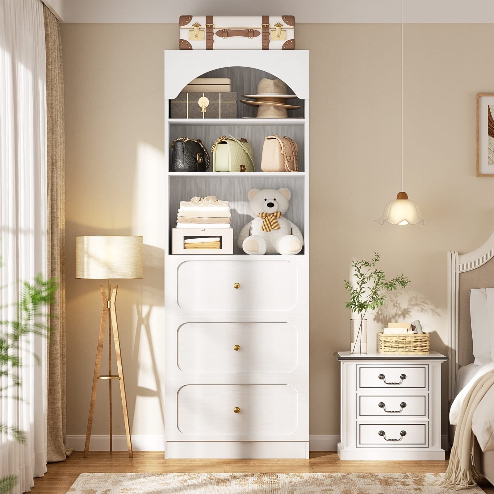 bookcase for dresser Bedroom Storage Ideas: & Bookshelves This piece is spacious enough to hold books or display decor 80'' Tall Bookcase with 3