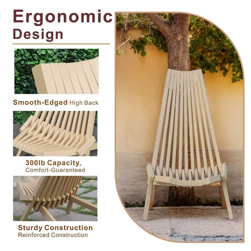Acacia Wood Folding Chair with Long Back
