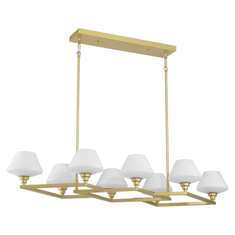 Acroma 8 - Light Steel & Glass Dimmable Chandelier