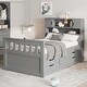 preview thumbnail 42 of 52, Captain Platform Bed Frame with Storage Bookcases, Shelves & Four Drawers