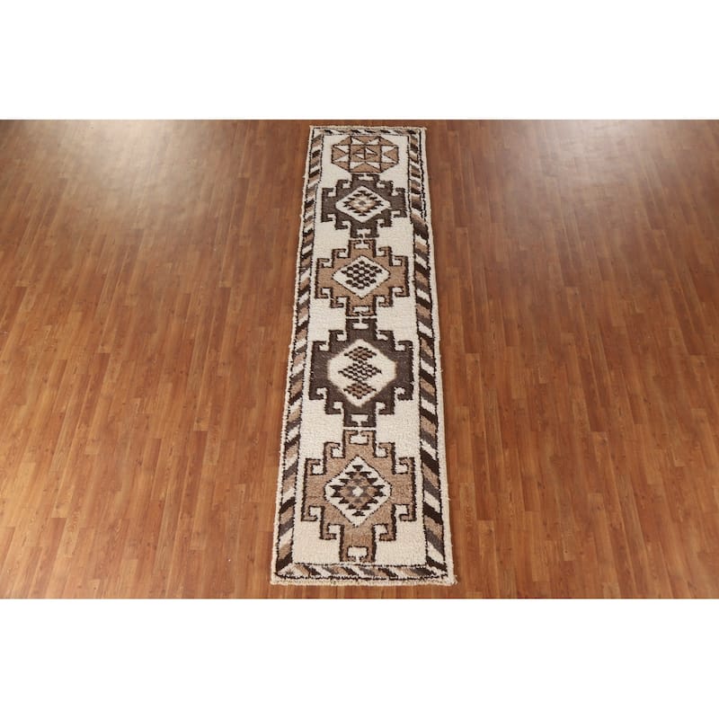 Plush Anatolian Natural Dye Runner Rug Hand-knotted Wool Carpet - 2'11"x 10'11"