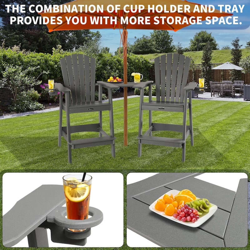 Vrakae Tall Adirondack Bar Stool Chair with Connecting Tray
