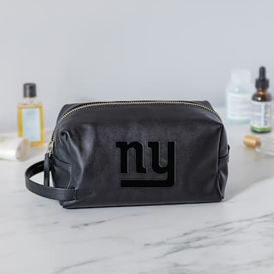 New York Giants, Hybrid Leather Lined Toiletry Bag with Handle, Black
