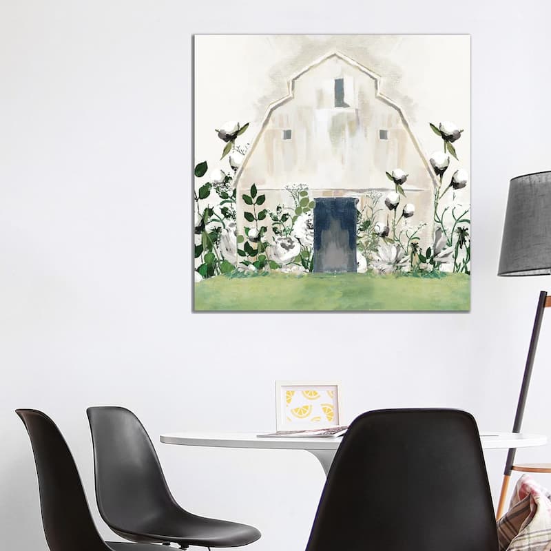 iCanvas "White Floral Barn" by White Ladder Canvas Print - 37x37x1.5