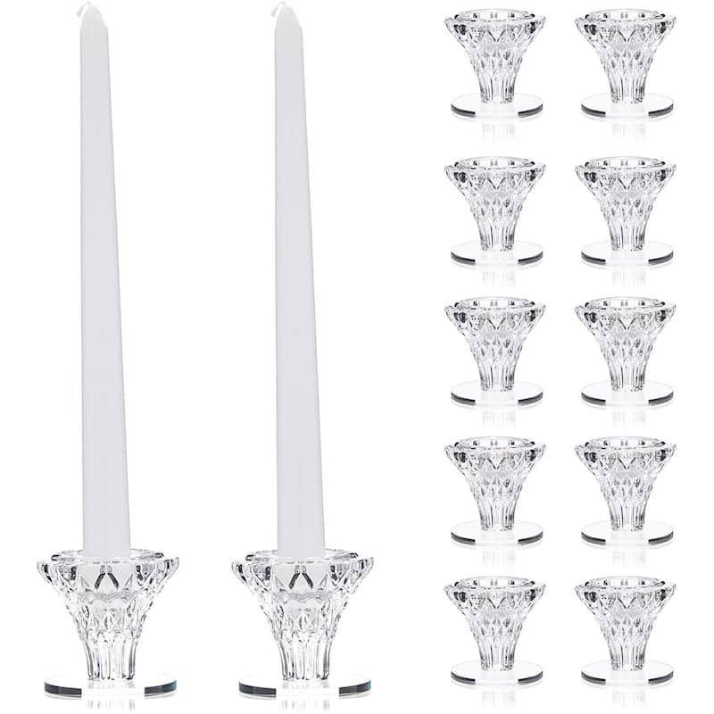 Crystal Glass Candle Holders for Candlesticks 2.4 x 2.3 Inches 12 Pack ...