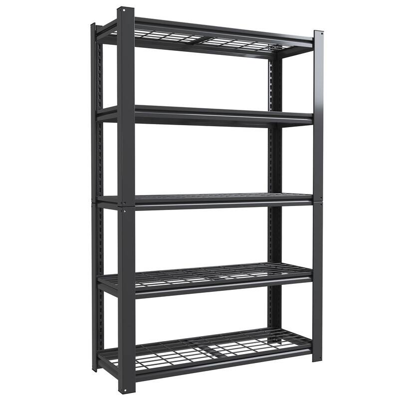 5/6-Tier Adjustable Heavy Duty Metal Storage Shelves, Black, 72/82"H