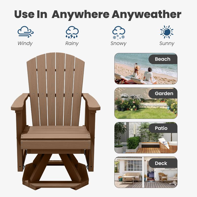 HDPE Adirondack Swivel Glider, Outdoor Patio Chair