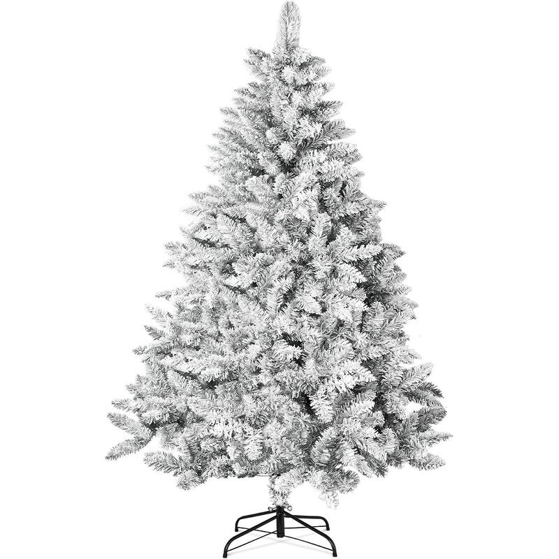6FT White/Blue/Pink Artificial Xmas Snow Flocked Christmas Tree with Metal Stable Stand Base