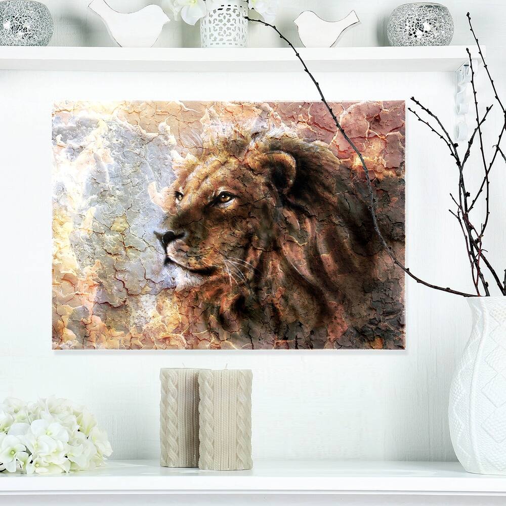 Designart "Peaceful Lion" Animal Art On Canvas