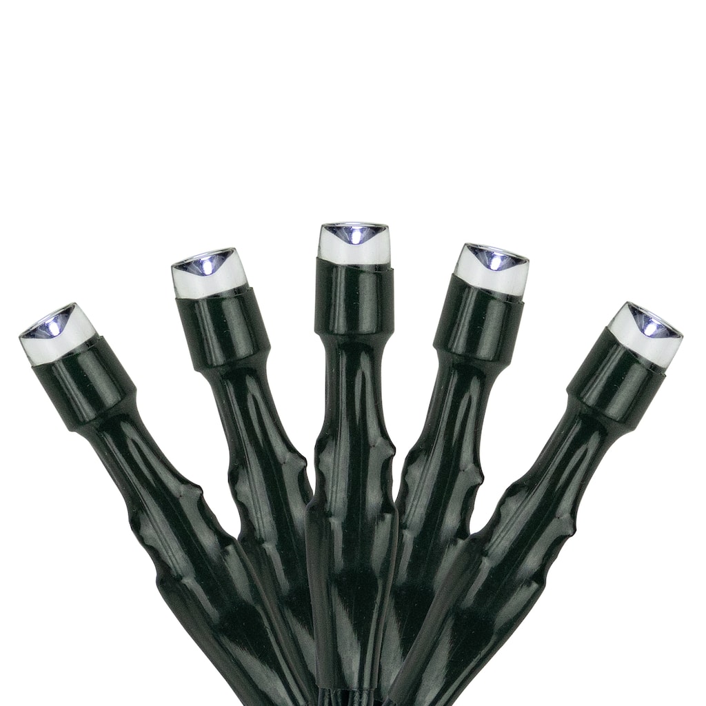 100 Count Pure White LED Solar Power Mini Christmas Light Set with Green Wire - 474"