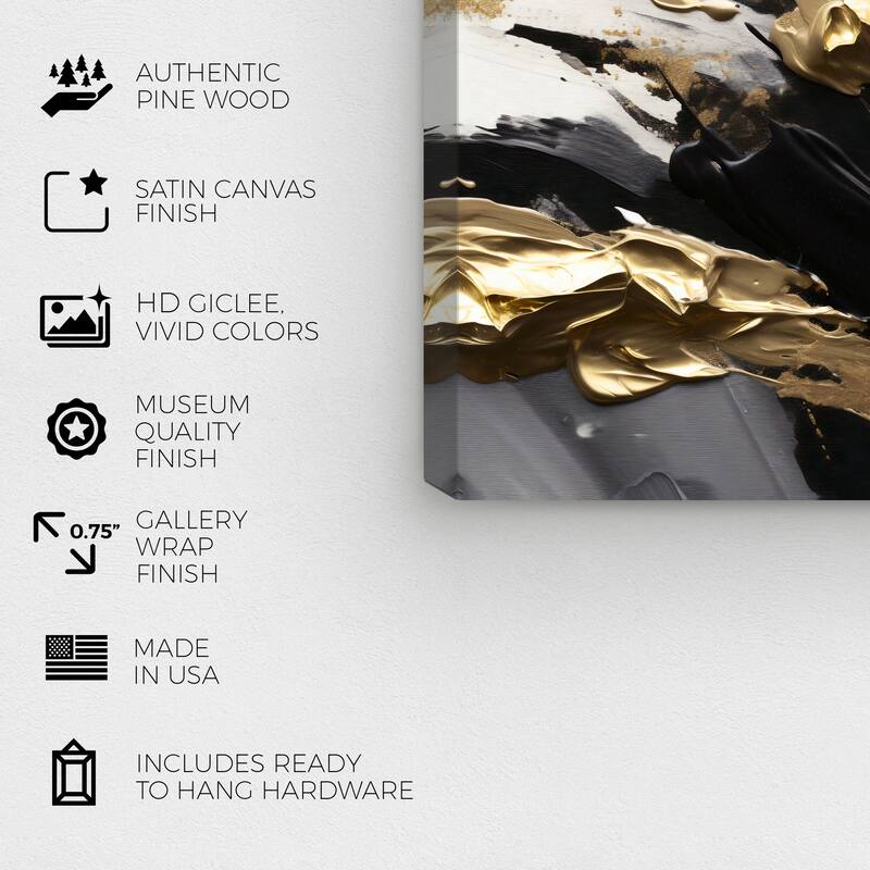 Wynwood Studio Abstract Spilled Golden Paint Gold and Modern & Contemporary Wall Art Canvas Print