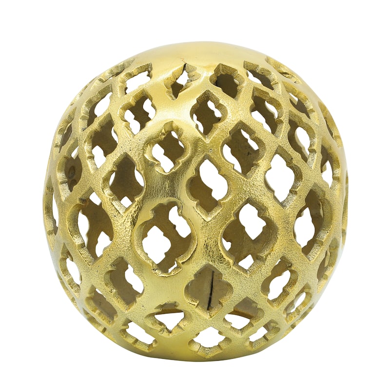 Sagebrook Home Decorative Metal Orb Contemporary Cut-Out Aluminum Orb Sculpture - 8" x 8" x 8" - Gold