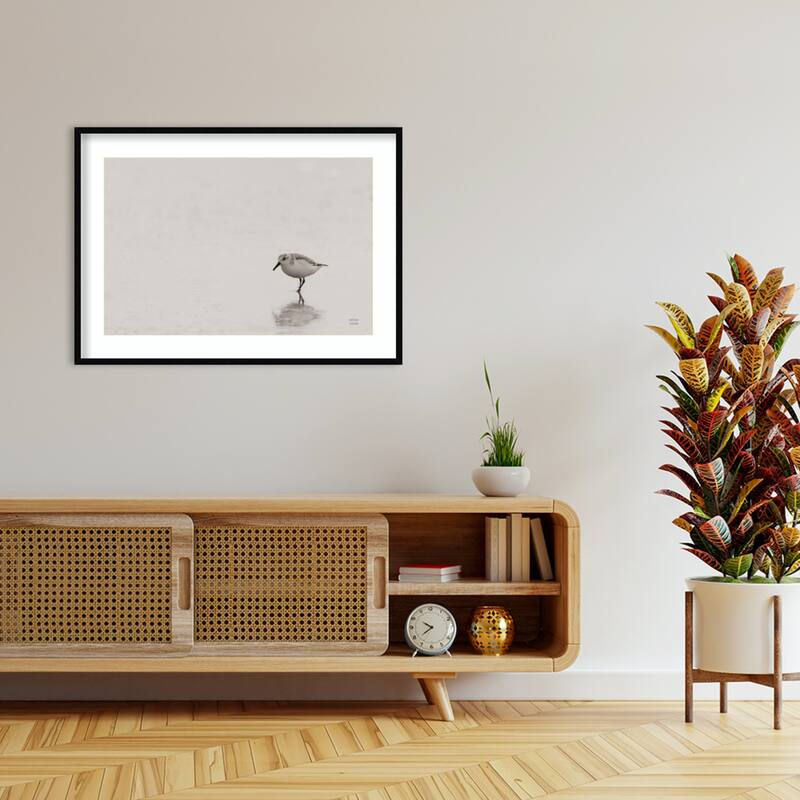 Tybee Island Sanderling by Nathan Larson Wood Framed Wall Art Print