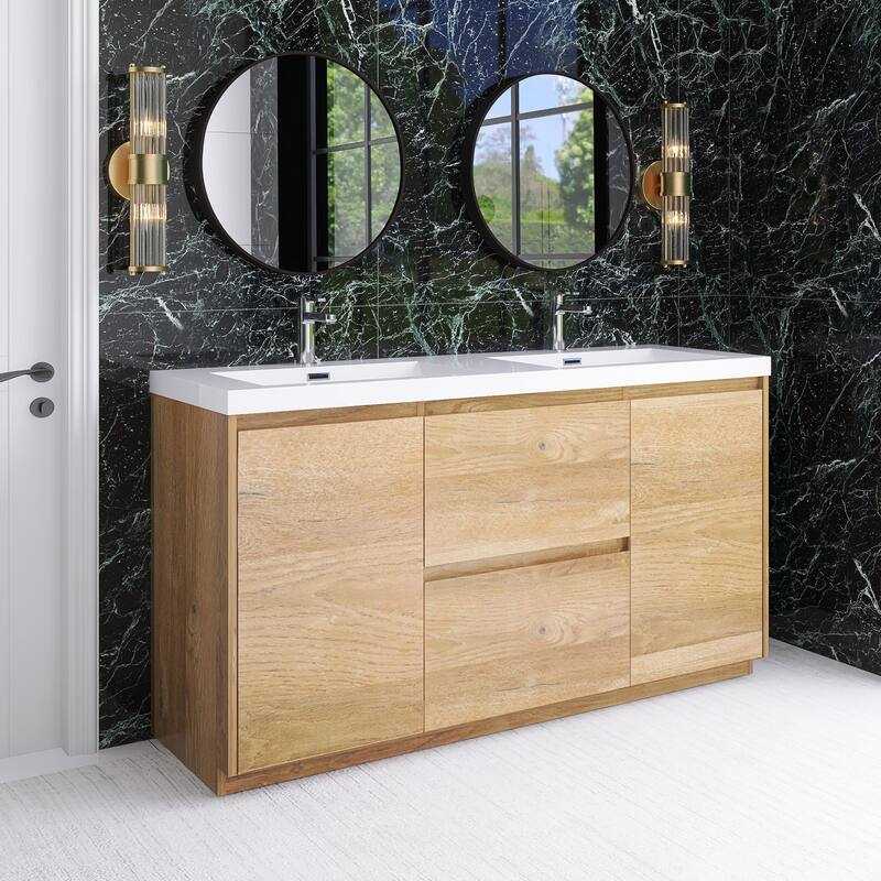 Floating Bathroom Vanity with Integrated Resin Top