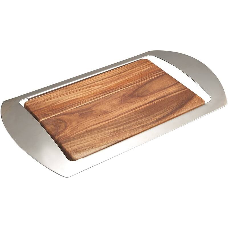 Nambe Mikko Bar Tray - 19 " L x 10.5" W x 1.75" H - 19 " L x 10.5" W x 1.75" H - 1 Piece