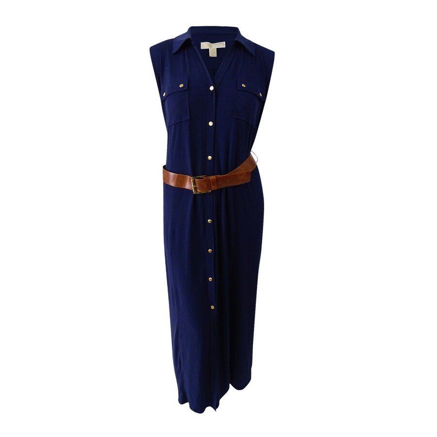 michael kors denim maxi shirt dress