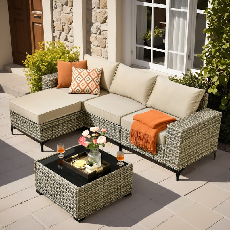 OVIOS 5-Piece Outdoor Chaise Lounge Sofa Set​