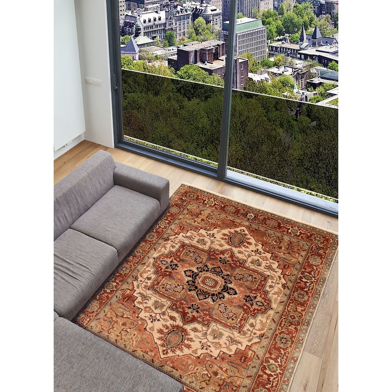 ECARPETGALLERY Hand-knotted Jules Sultane Ivory Wool Rug - 7'8 x 9'9