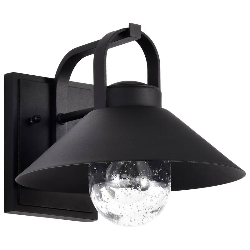 Ridge Medium Outdoor Lantern Black Finish Clear Seeded Glass - Black