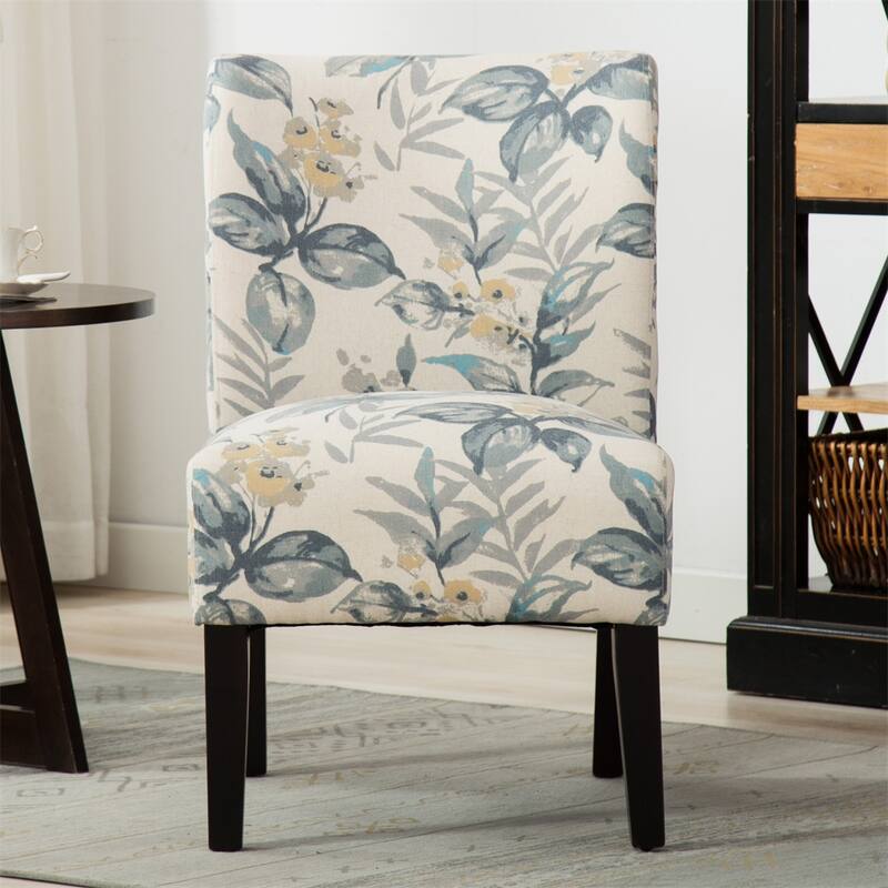 Armless Fabric Accent Chair with Sturdy Wood Frame