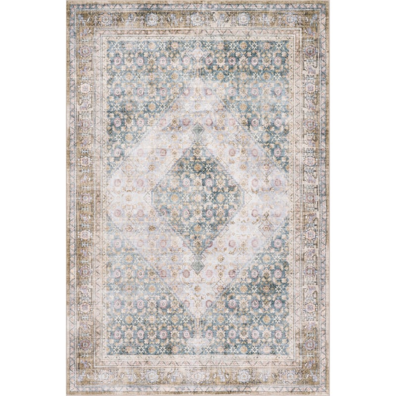 Nuloom Caius Faded Medallion Machine Washable Area Rug