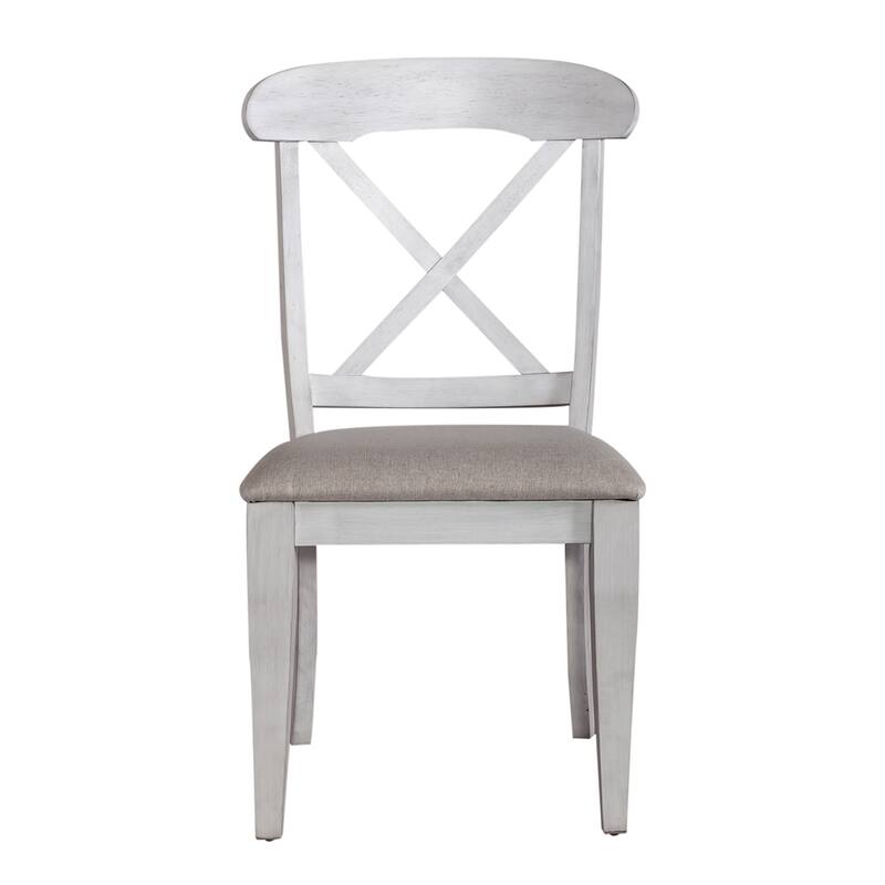 Ocean Isle Antique White Weathered Pine 5 Piece Pedestal Table Set