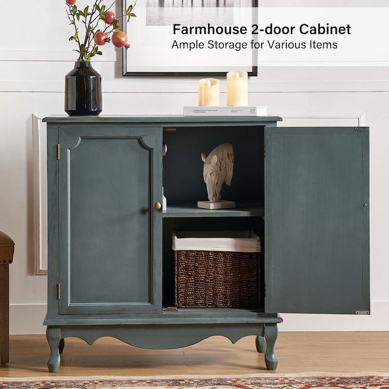 Pallantium 34"Tall-2 Door Farmhouse Style Accent Cabinet by HULALA HOME