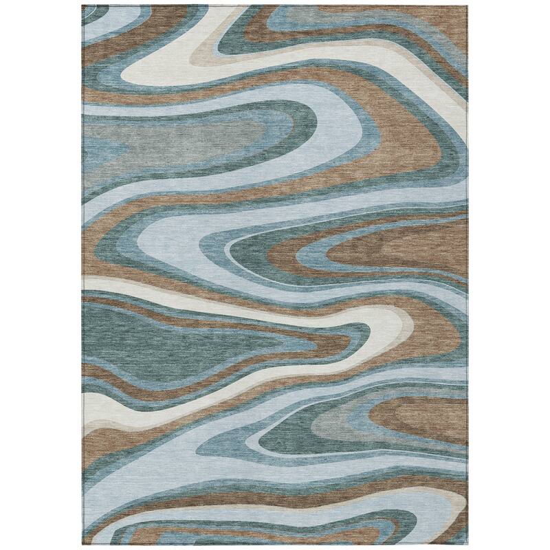 Machine Washable Indoor/ Outdoor Abstract Busey Chantille Rug