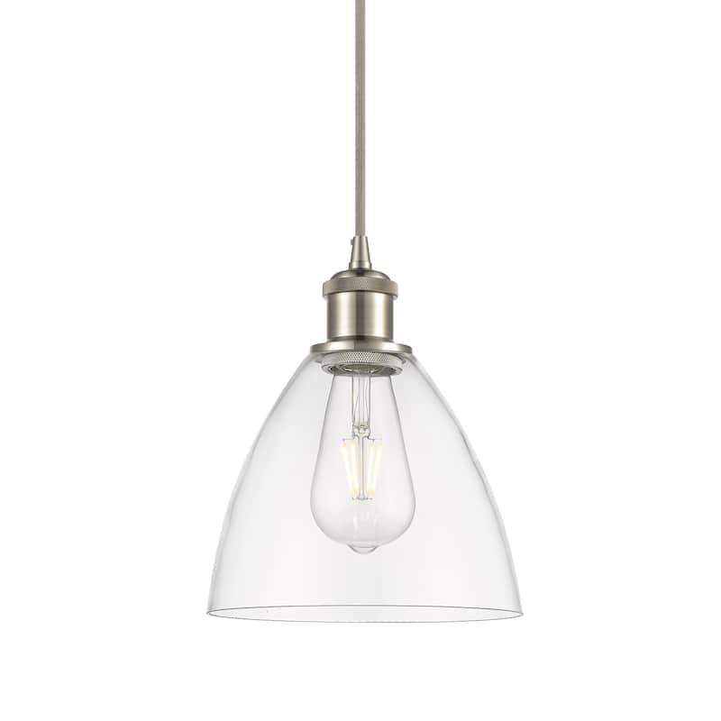 Innovations Lighting 516-1P-11-8 Bristol Pendant Bristol 8" Wide Mini - Brushed Satin Nickel / Clear