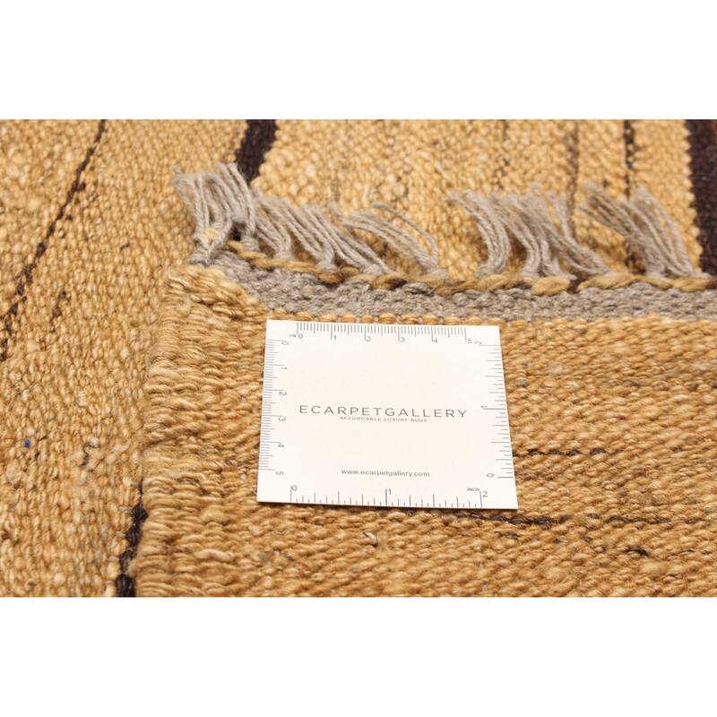 ECARPETGALLERY Flat-Weave Boho Tan Wool Kilim - 6'5 x 9'10