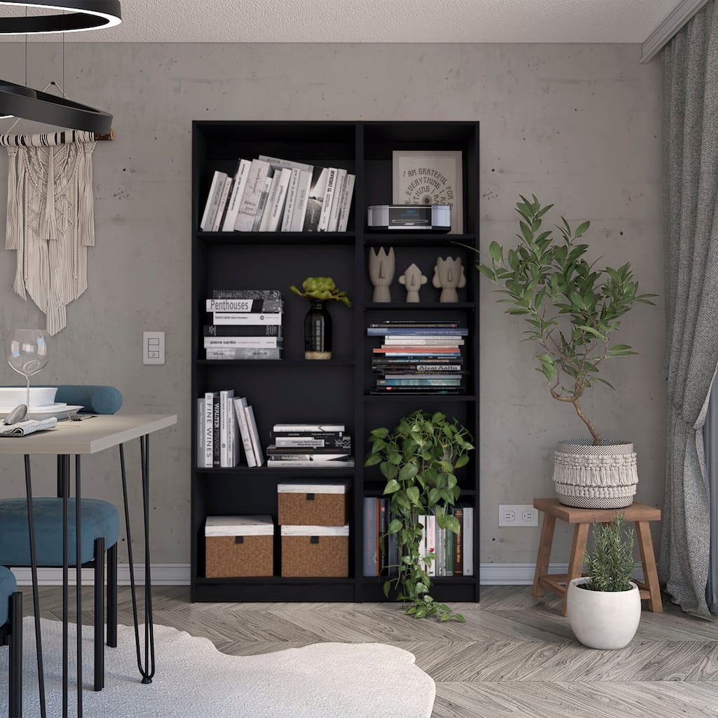 FM FURNITURE Sutton Slim 2 Piece Living Room Set with Sutton Bookcase + Sutton Slim Bookcase, Black