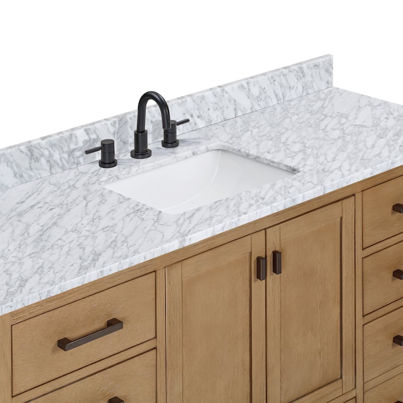 Avanity Modero 61 in. Single Vanity Combo in Matte Black finish and Carrara White Marble Top