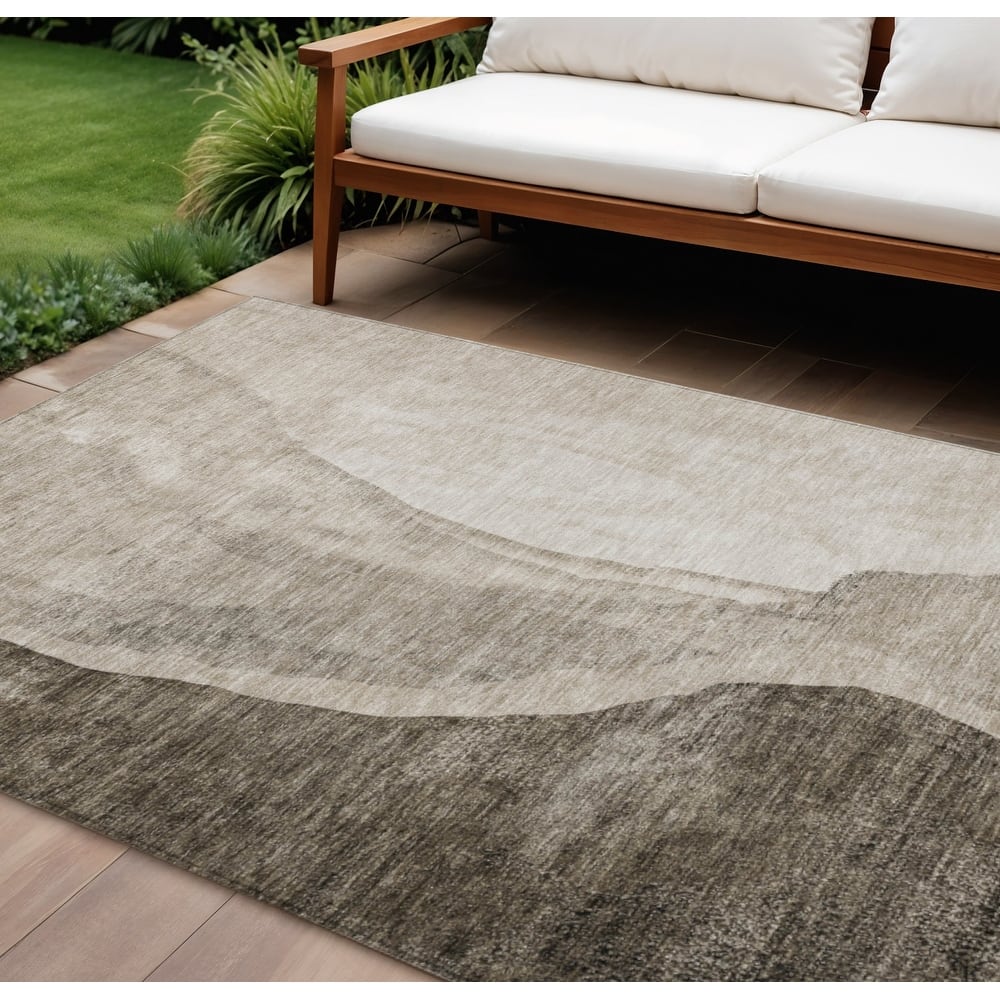 HomeRoots Abstract Transitional Rectangle Outdoor Rug