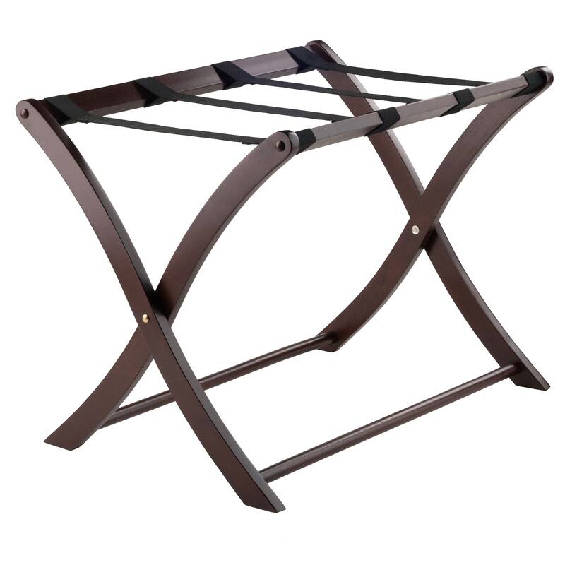 Foldable Wooden Luggage Rack Convenient Travel Companion - 26.54 x 18.66 x 20 inches - Cappuccino